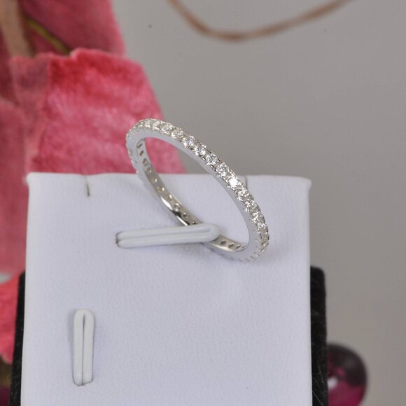 GRA Certified Moissanite Ring Full Eternity Band Ring - Picture 1 of 11